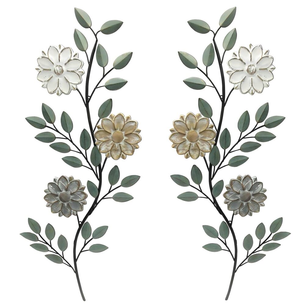 6116 2 Pcs Metal Wall Art Vintage Leaf Wall Decor 15.75 Inch